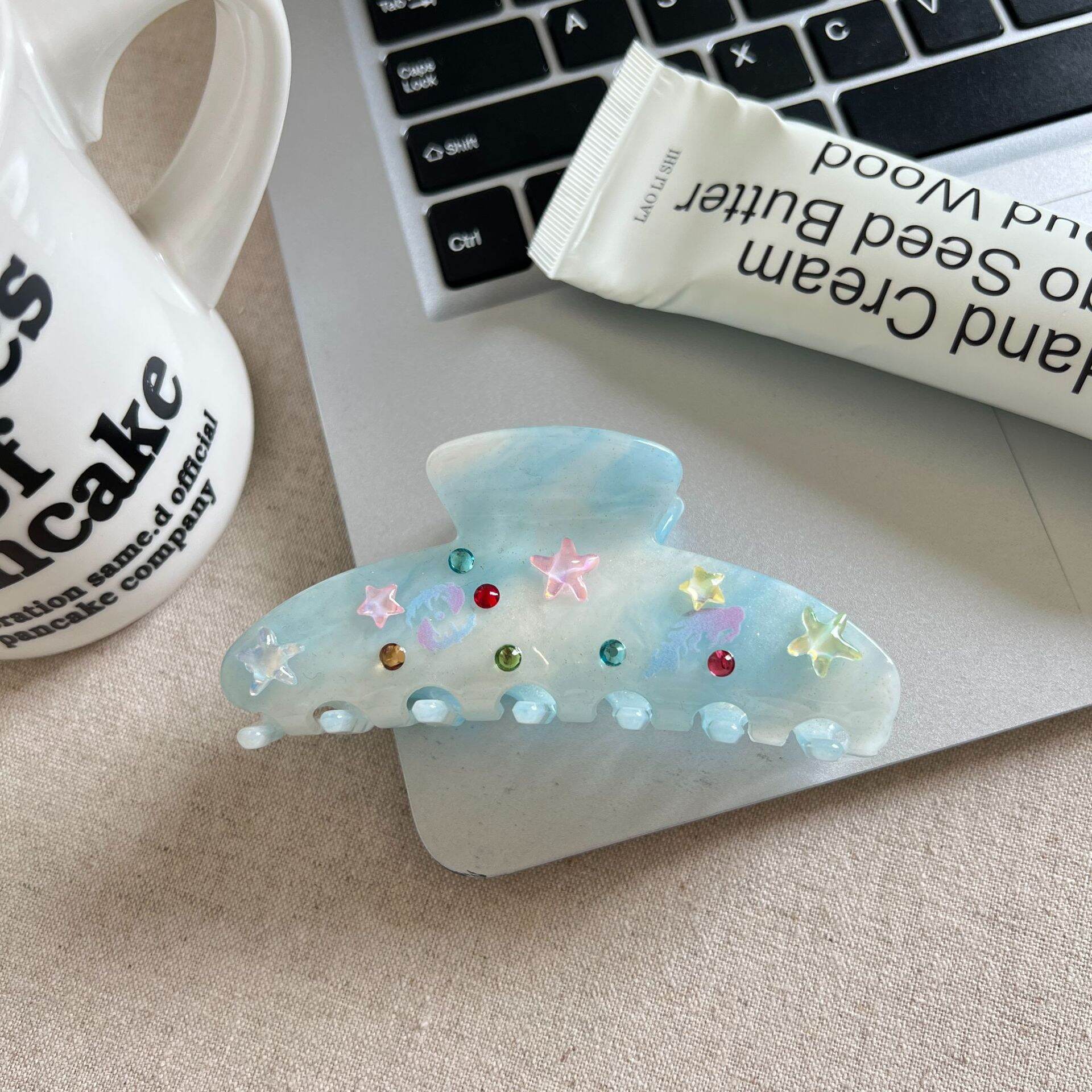 Romantic Series Vacation Oceanic Style Shell Starfish Gradient Color Acetate Rhinestone Hair Claws h5 