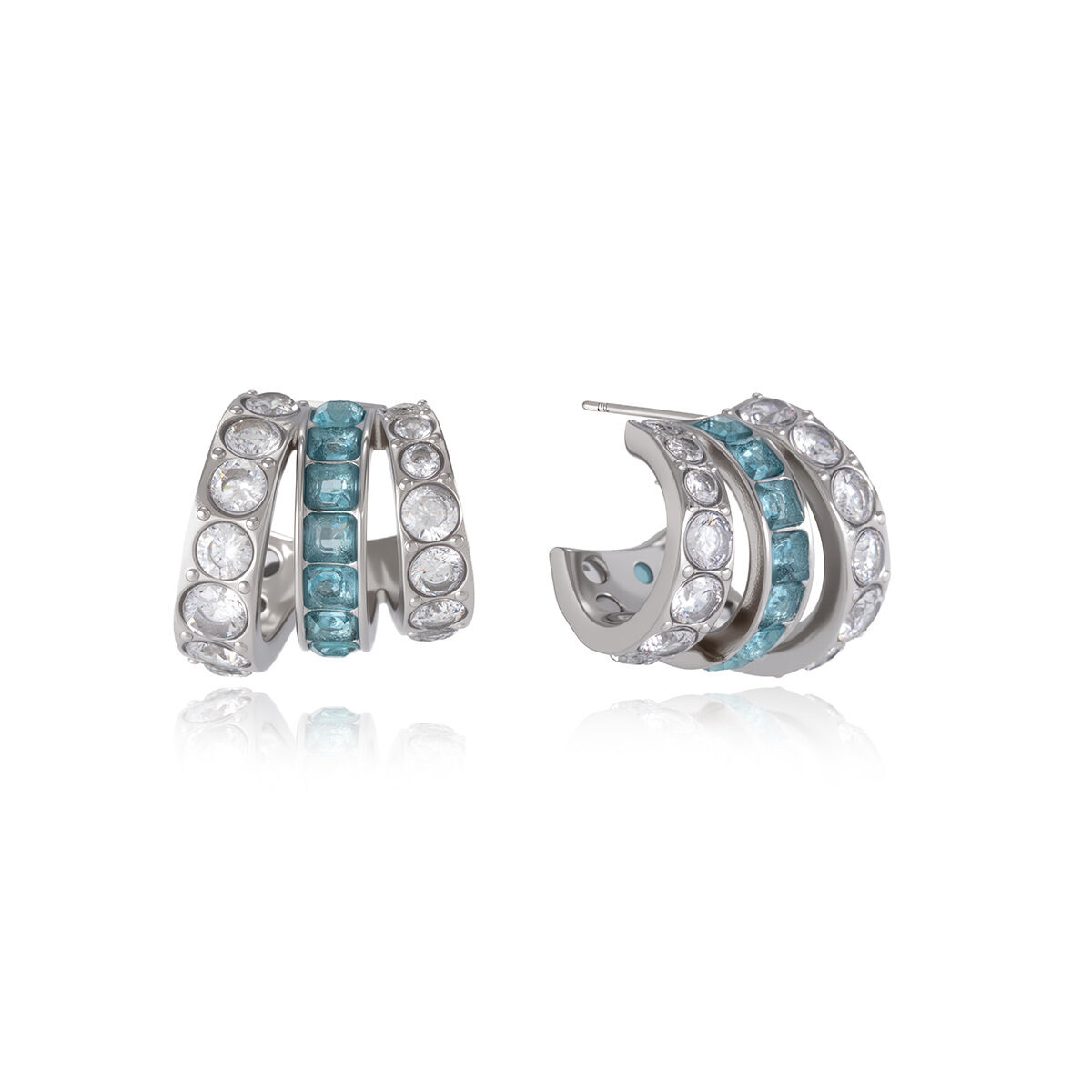 Simple Series Daily Irregular Shape Stainless Steel Waterproof Zircon Women's Hoop Earrings h5 Picture5