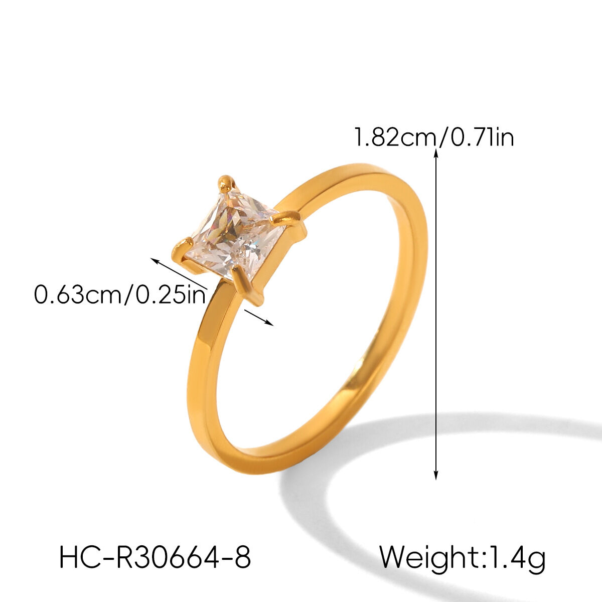 Luxury Simple Daily Solid Color Circle Lines Stainless Steel Waterproof   Gold Color  Zircon Women's Gemstone Rings Picture2