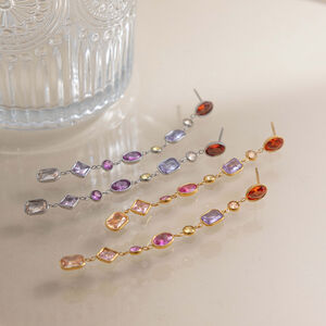 Luxurious Simple Tassel Stainless Steel Waterproof Gold Color Zircon Women's Dangle Earrings h5 Picture3