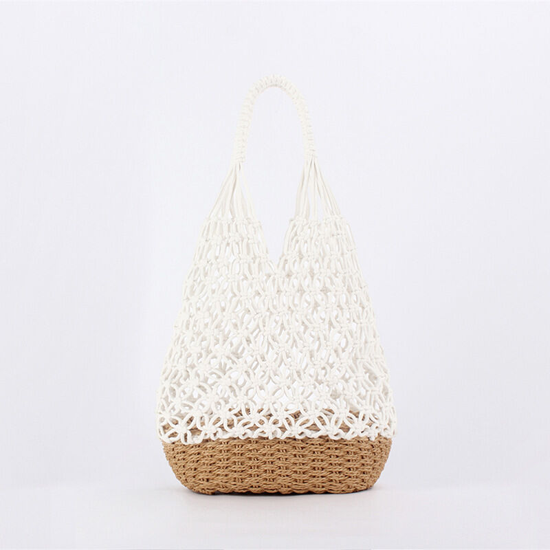 Vacation Style Woven Mixed Color Woven Cotton Women's Square Bag
