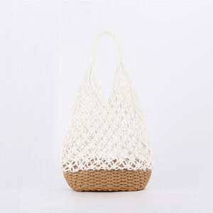 Vacation Style Woven Mixed Color Woven Cotton Women's Square Bag h5