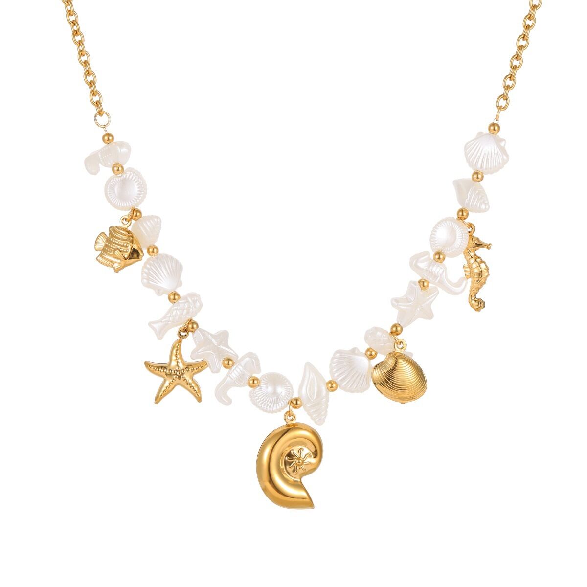 Simple Series Daily Starfish Stainless Steel Waterproof   Gold Color  Women's Jewelry Sets h5 Picture5