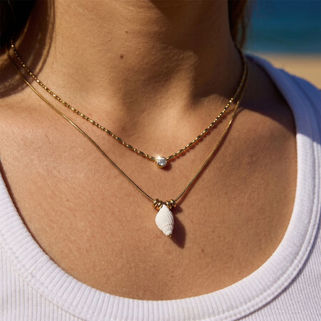 Romantic Cute Irregular Shape Shell Starfish Stainless Steel Waterproof Gold Color Women's Pendant Necklaces 2