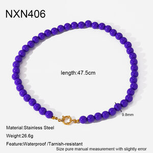 Simple Series Daily Circle Acrylic Gold Color Women's Beaded Necklaces h5