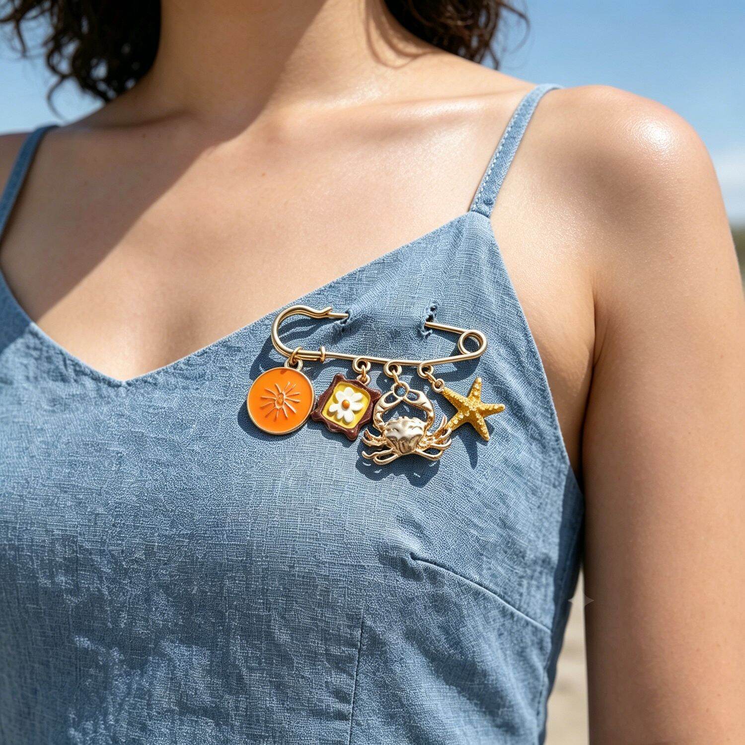 Simple Series Natural Flower Animal Oceanic Style Starfish Alloy Brooches