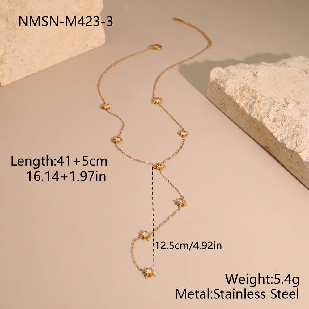 Simple Series Daily Tassel Star Chain Stainless Steel Waterproof Cold Color Women's Chain Necklaces