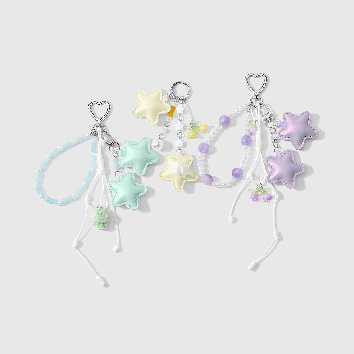 Simple Series Sweet Flower Beads Star Leather Bag Charms
