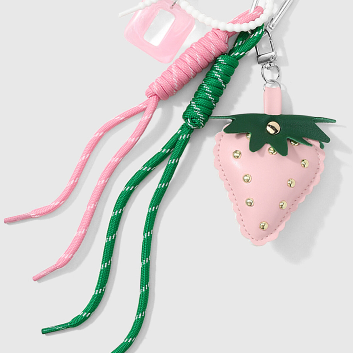 Simple Series Cute Heart Strawberry Rivet Leather Bag Charms Picture4