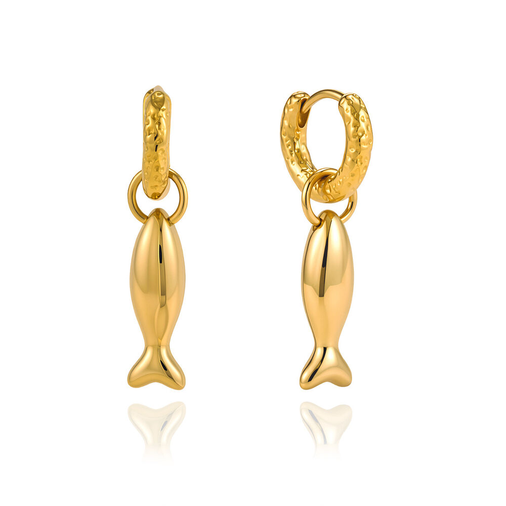 Fish Stainless Steel Waterproof Gold Color Women's Drop Earrings h5Picture5