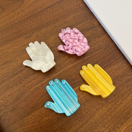 Simple Series Cute Solid Little hands Color Acetate Rhinestone Hair Clips
