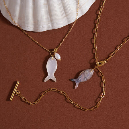 Simple Series Cute Chain Fish Stainless Steel Waterproof Gold Color Women's Pendant Necklaces 2