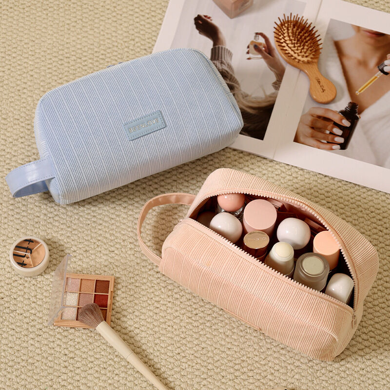 Simple Series Daily Solid Color Corduroy Makeup Bags