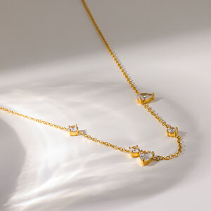 Luxuriou Simple Droplet Geometric Shape Stainless Steel Waterproof Gold Color Zircon Women's Pendant Necklaces h5 Picture2