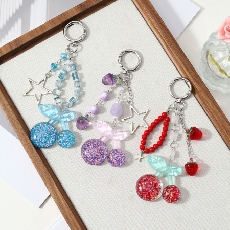 Simple Series Daily Star Cherry Strawberry Resin Bag Charms 2