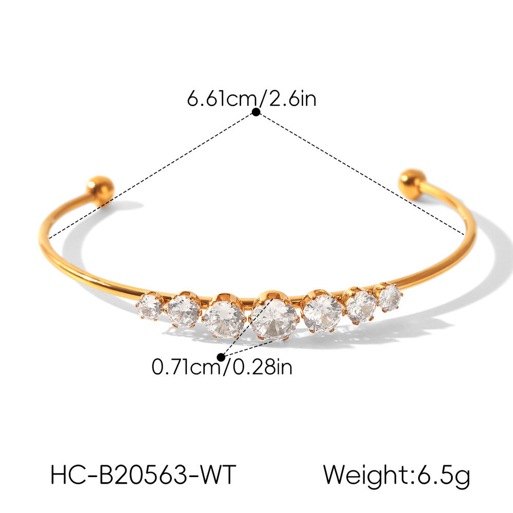 Simple Series Daily Lines Stainless Steel Waterproof Gold Color Zircon Women's Bangles h5Picture2
