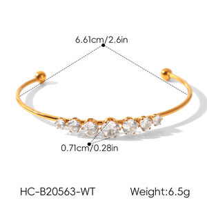 Simple Series Daily Lines Stainless Steel Waterproof Gold Color Zircon Women's Bangles h5 Picture2