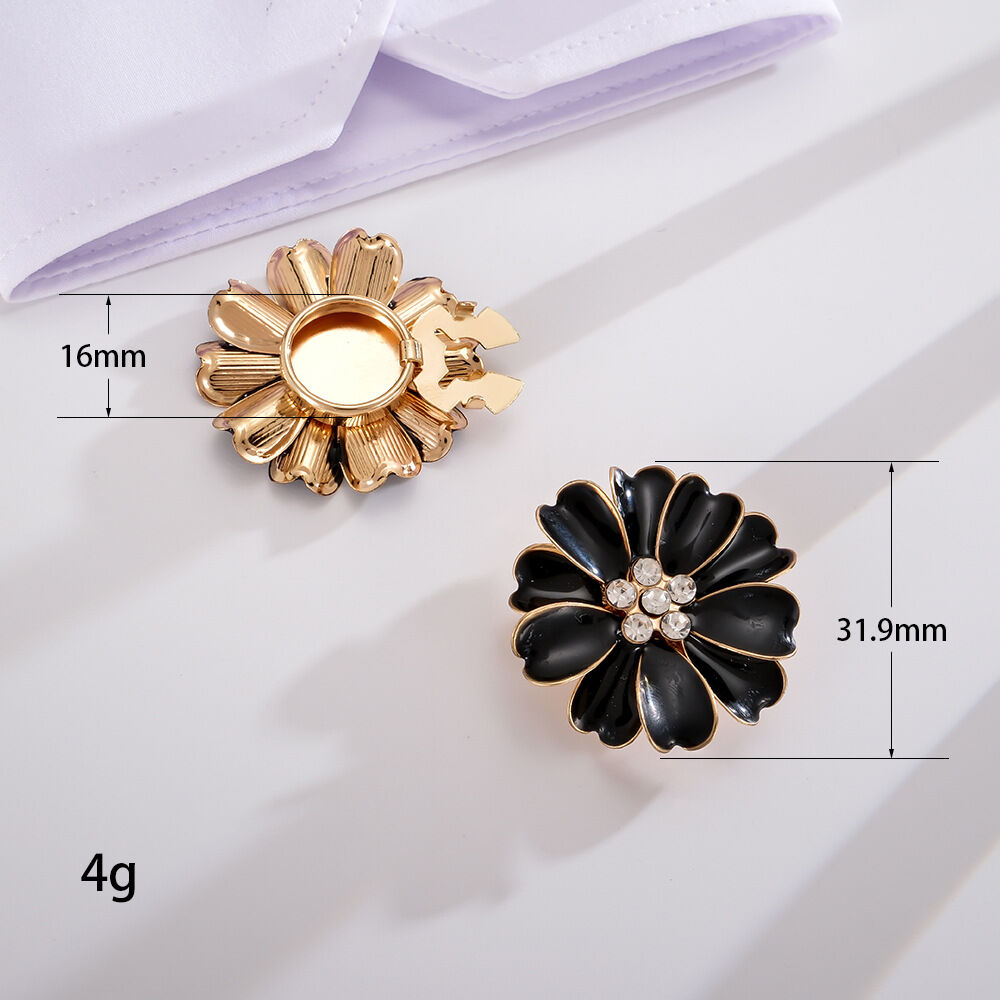 Simple Series Daily Flower Alloy Rhinestone Artificial Pearl Cufflinks h5