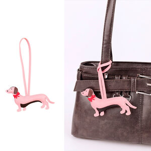 Simple Series Cute Dachshund Mixed Color Pu Bag Charms h5