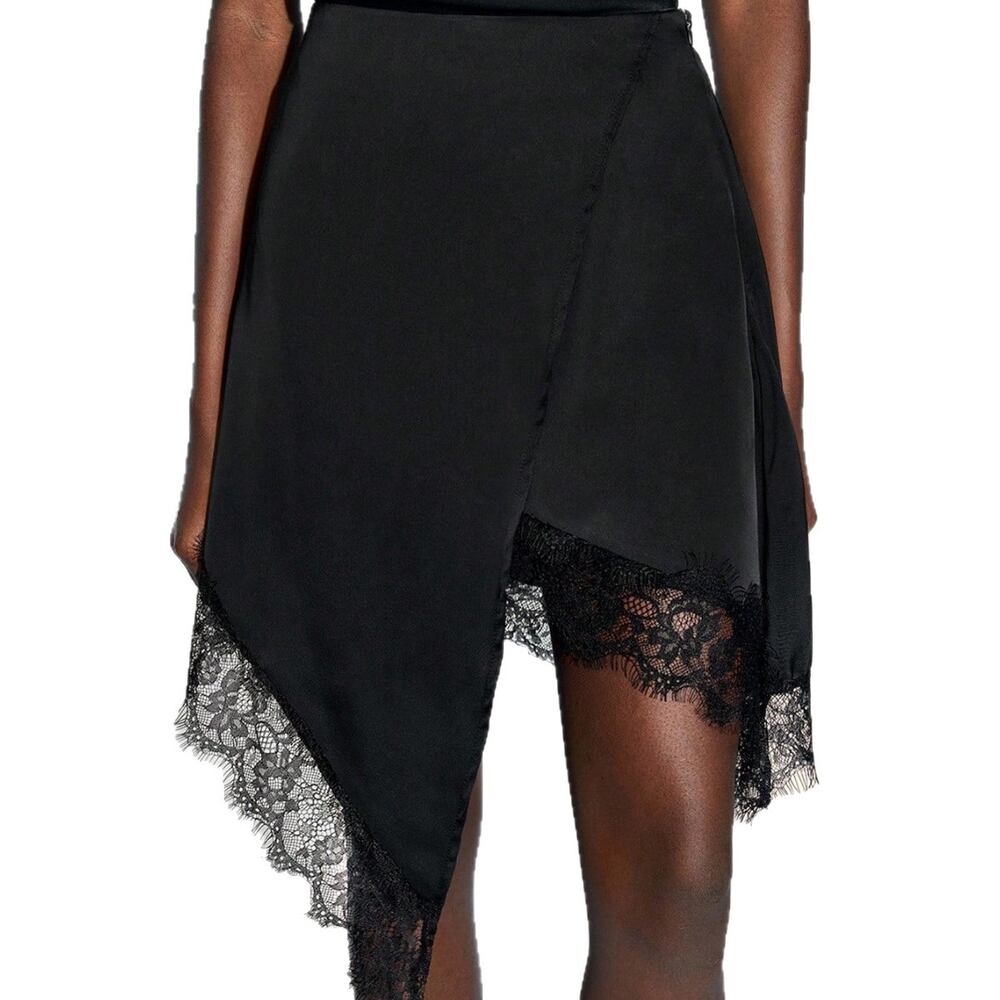 Lace Spliced Slim Fit and Slimming A line Skirt Midi Skirts h5Picture5