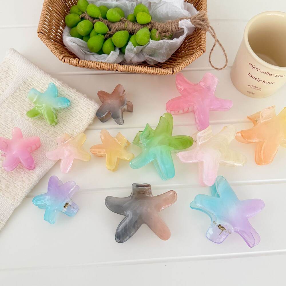 Romantic Series Daily Oceanic Style Starfish Gradient Color Plastic Hair Claws Picture3