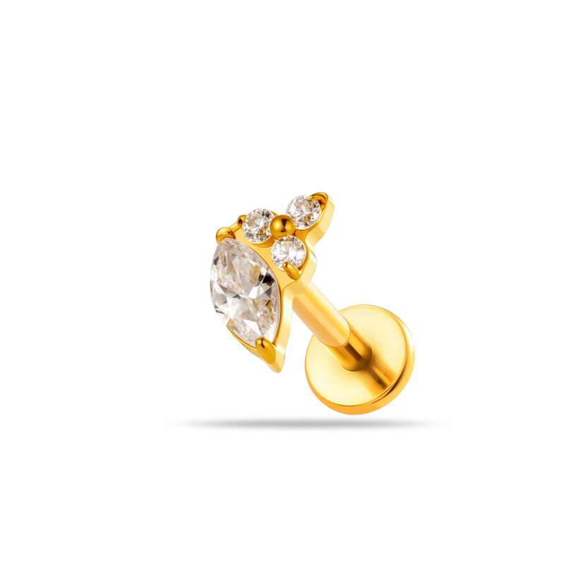 Simple Series Schleifenknoten-Stern-Ohrringe aus Titanlegierung in Goldfarbe mit Zirkonia für Damen h5 