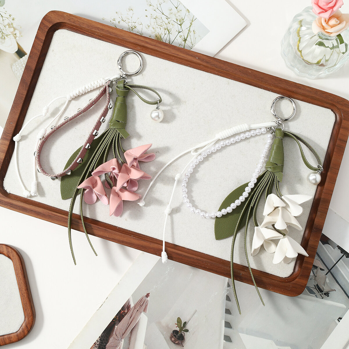 Simple Series Daily Flower Mixed Color Leather Bag Charms h5 Picture3