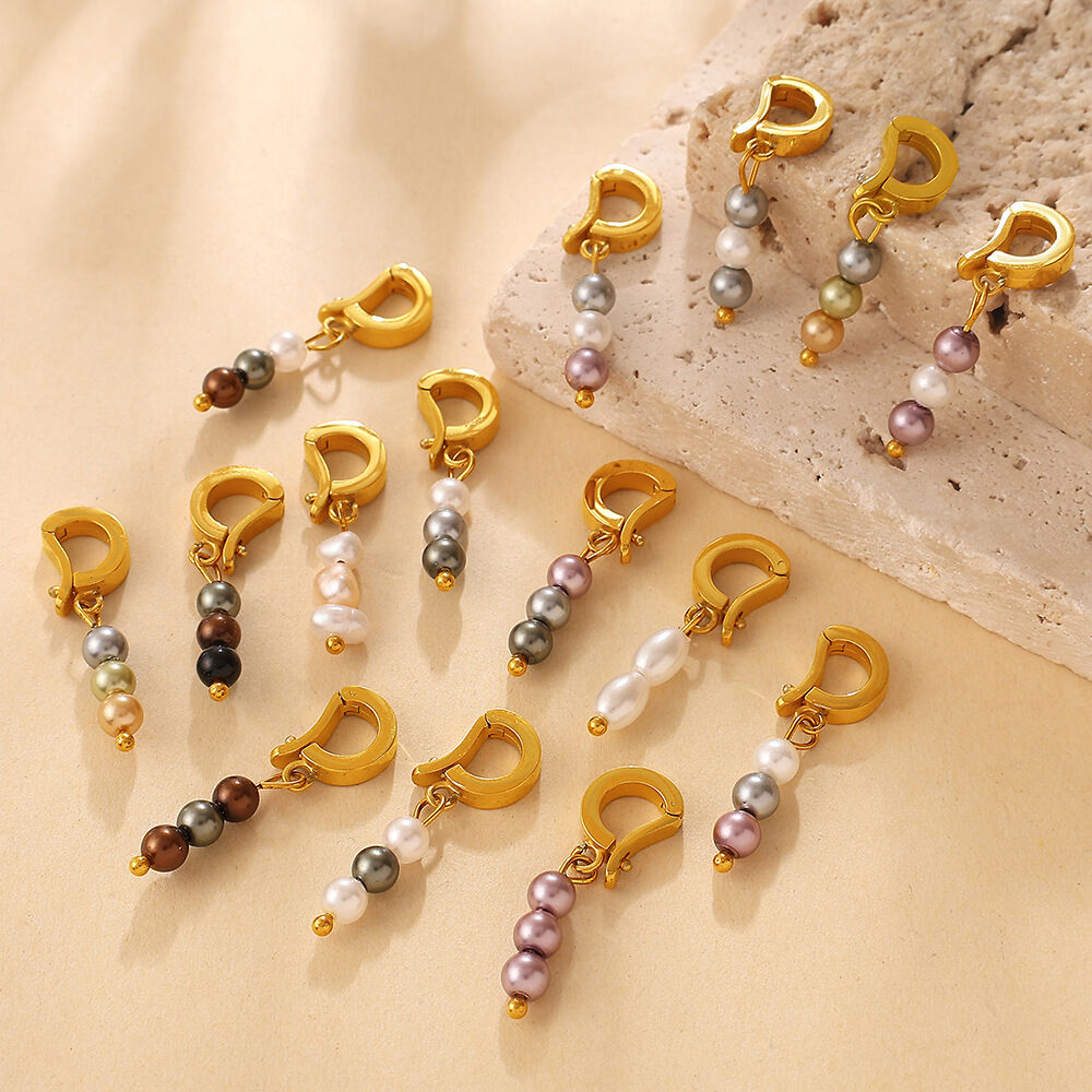 Simple Series Daily Beads Stainless Steel Waterproof   Gold Color  Artificial Pearl Pendants Picture4