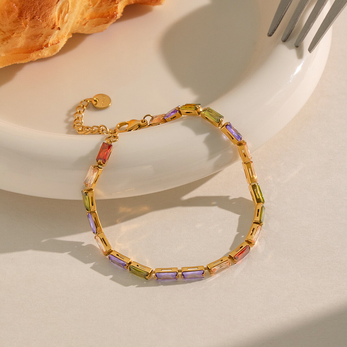 Stainless Steel Waterproof Gold Color Zircon Women's Chain Bracelets Picture4
