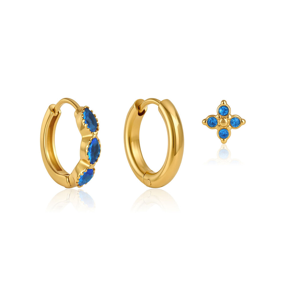 Romantic Series Simple Flower Stainless Steel Waterproof Zircon Women's Earring Sets h5Picture5