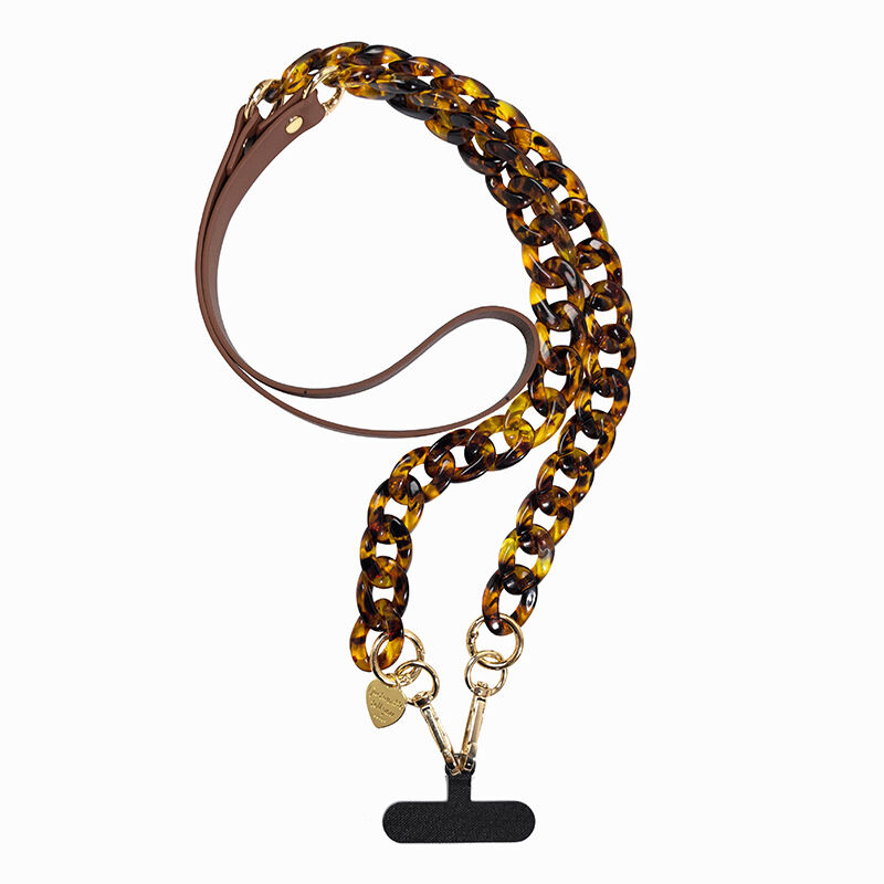 Simple Series Retro Solid Color Leopard Print Chain Plastic Phone Chain h5