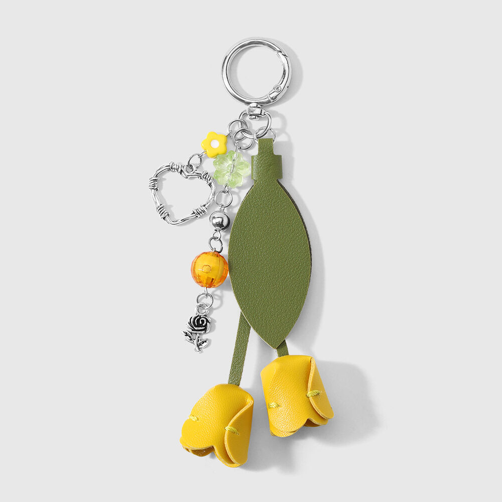 Simple Series Casual Flower Heart Leaf Leather Bag Charms