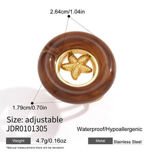 Vacation Starfish Acrylic Gold Color Statement Rings h5