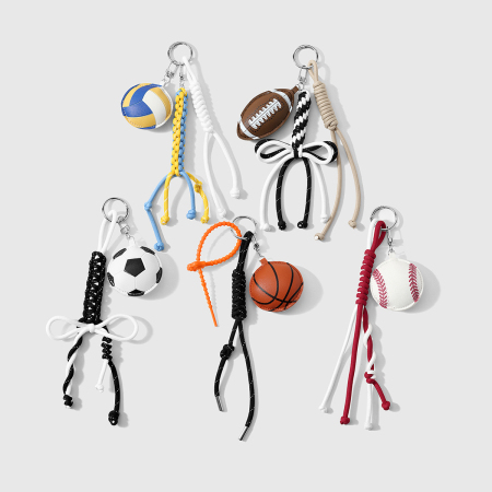 Simple Series Sports Twist Mixed Color Football Leather Bag Charms