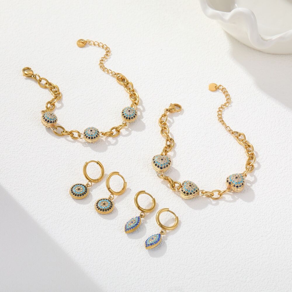 Simple Series Daily Circle Stainless Steel Waterproof Gold Color Women's Jewelry Sets Picture3