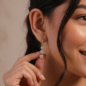 Luxurious Simple Chain Circle Stainless Steel Waterproof Gold Color Zircon Women's Drop Earrings h5 Picture3