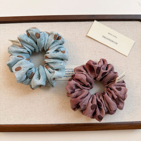 Simple Series Retro Solid Color Polka Dots Fabric Scrunchies