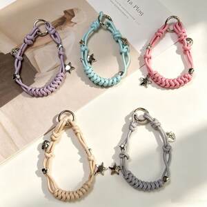 Simple Series Daily Solid Color Twist Key Star Woven Polyester Phone Chain h5 Picture3
