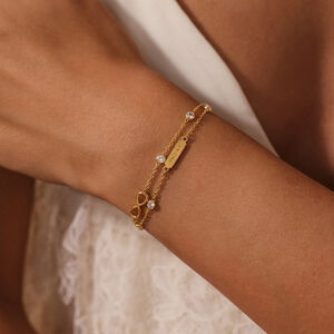 Simple Series Elegant Infinity Stainless Steel Waterproof Gold Color Pearl Women's Chain Bracelets h5 Picture4