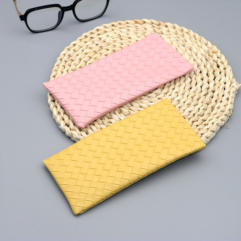 Simple Series Daily Solid Color Woven Pu Sunglasses Storage Bags Picture2