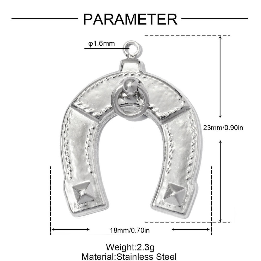 Simple Diy Heart Star Rectangle Horseshoe-Shaped Stainless Steel Waterproof Gold Color Women's Pendants