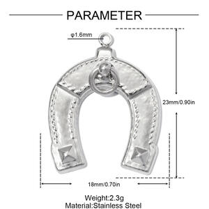 Simple Diy Heart Star Rectangle Horseshoe-Shaped Stainless Steel Waterproof Gold Color Women's Pendants h5