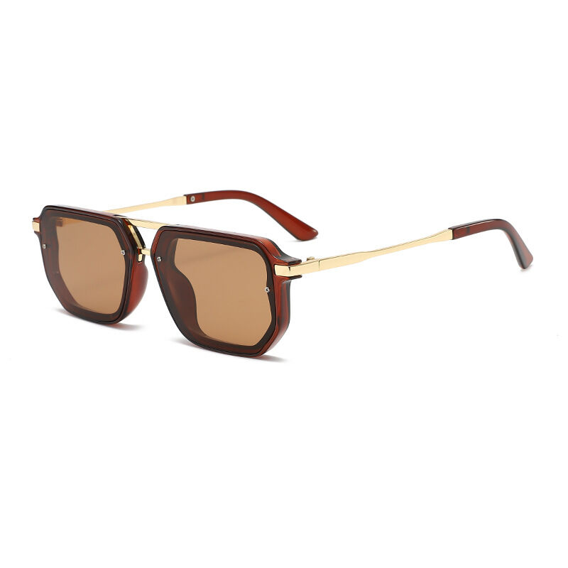 Simple Series Retro Düz Renk Leopar Desenli Gradyan Renk Güneş Gözlüğü