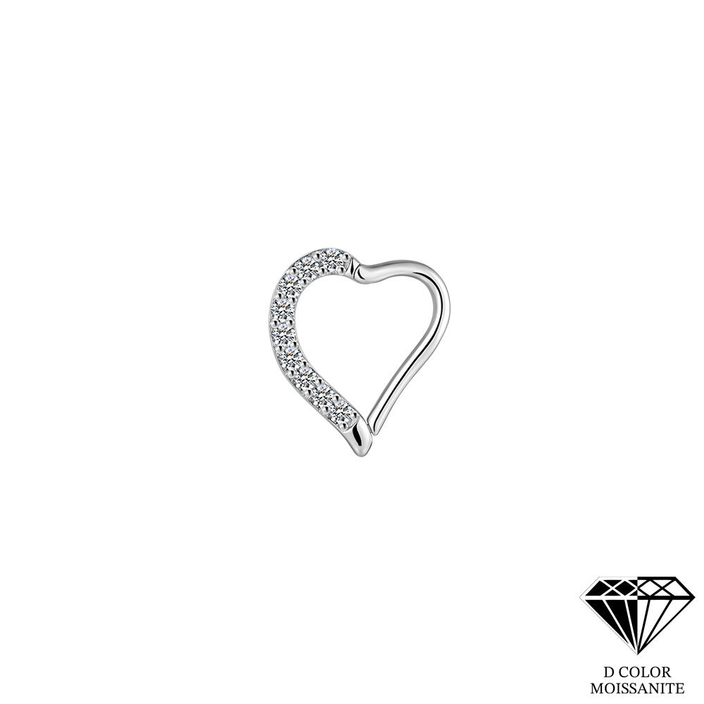 Simple Series Sweet Heart S925 Platin Kaplama Moissanit Kadın Moissanit Küpeleri