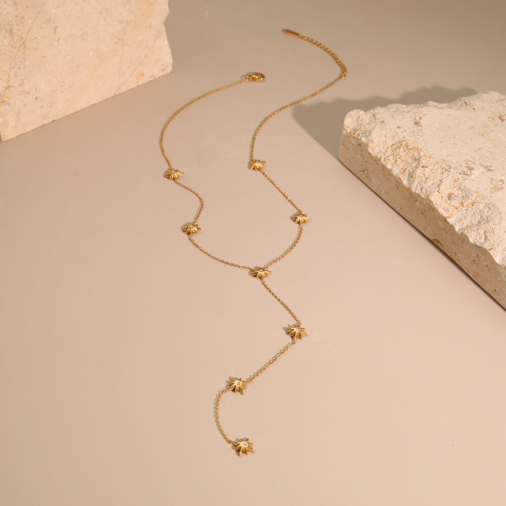 Simple Series Daily Tassel Star Chain Stainless Steel Waterproof Cold Color Women's Chain Necklaces Picture3