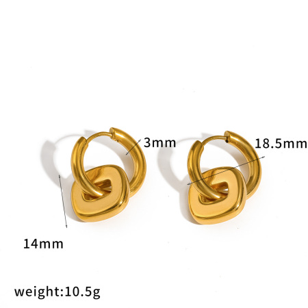 Simple Series Rectangle Shape Stainless Steel Waterproof  Gold Color  Women's Drop Earrings