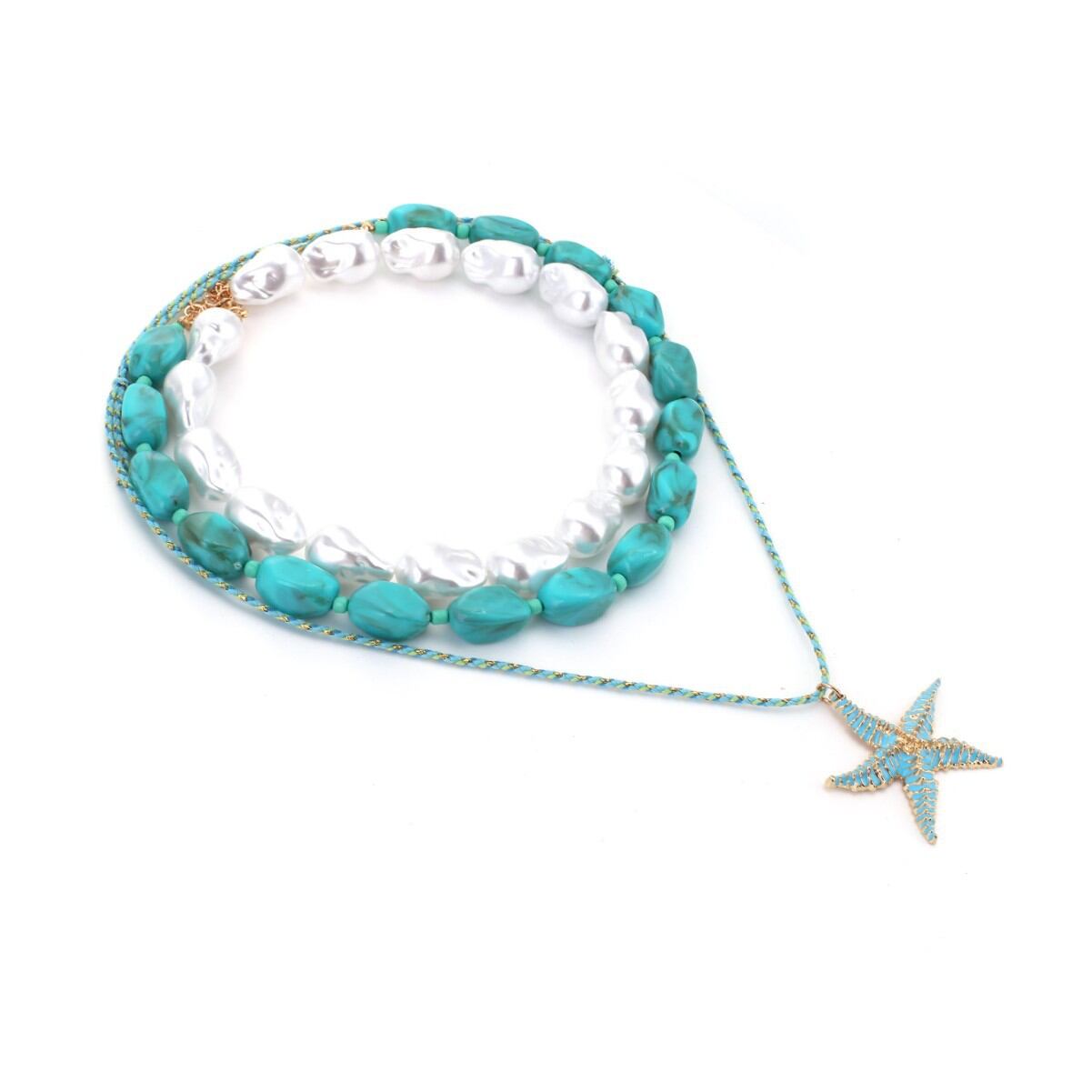 Ethnic Series Vacation Oceanic Style Beads Starfish Resin Women's Necklaces Sets 2