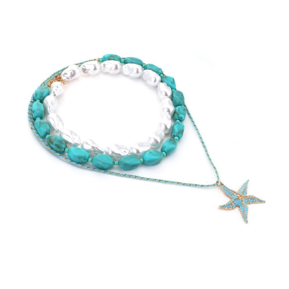 Ethnic Series Vacation Oceanic Style Beads Starfish Resin Women's Necklaces Sets h5Picture2