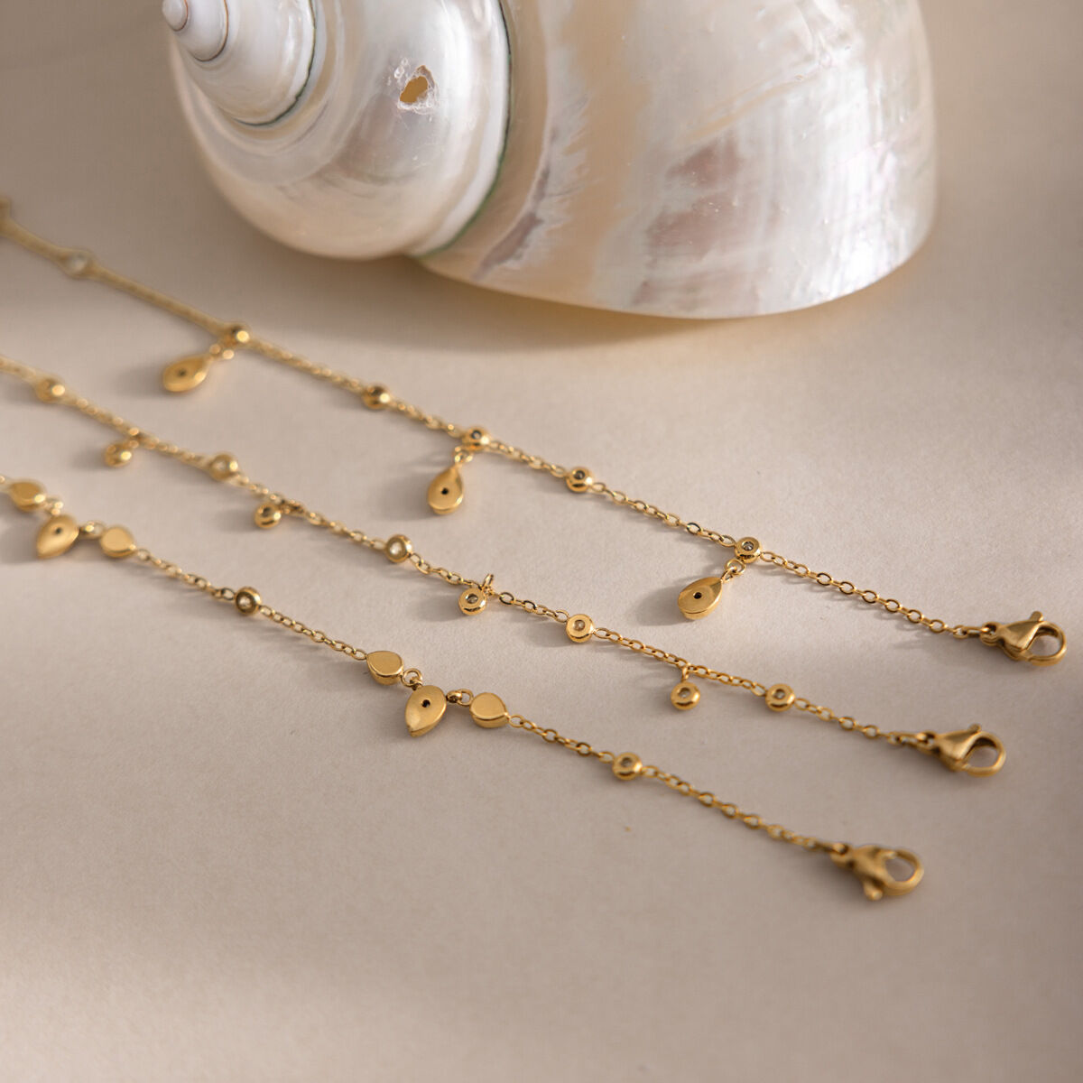 Stainless Steel Waterproof Gold Color Zircon Anklets Picture4