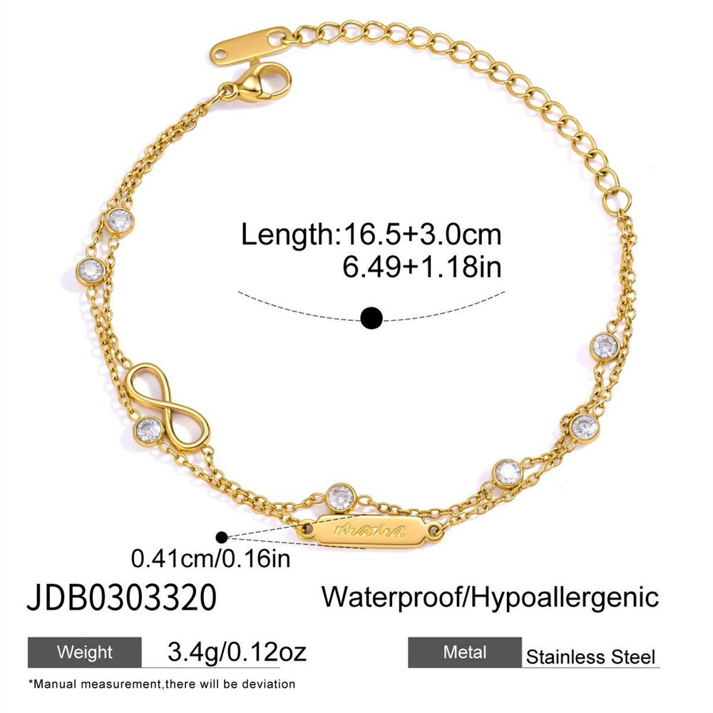 Simple Series Elegant Infinity Stainless Steel Waterproof Gold Color Pearl Women's Chain Bracelets